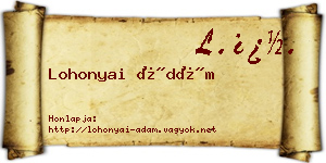 Lohonyai Ádám névjegykártya