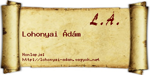 Lohonyai Ádám névjegykártya